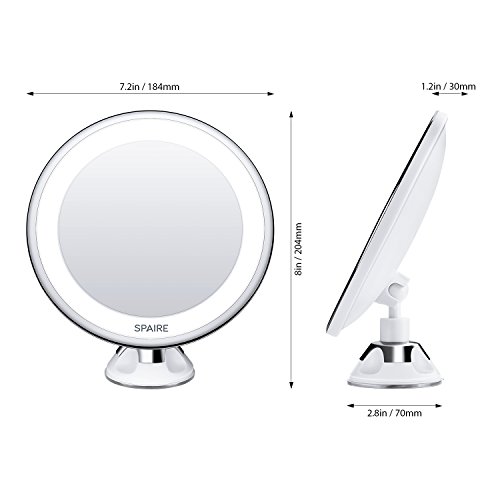 Spaire Vergrößerungsspiegel 7X LED Beleuchtender Kosmetikspiegel mit Starkem Saugnapf mit 360 Grad Drehbar Betriebene Batterie für Haus, Hotel und Reise - 2