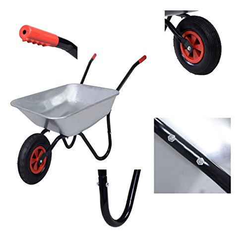 Schubkarre Bauschubkarre Baukarre Gartenkarre Karre Transportkarre verzinkt (Silber) - 3