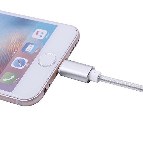 iProtect 3in1 Highspeed Ladekabel u Datenkabel aus Nylon mit USB-C, Micro USB und Apple Lightning Anschluss in Silber - 4