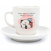 COAT DESIGN Coffee Will Be Good for Me Cream Turkish Coffee Cup That Will Heal My Wounds - Gift Ceramic Turkish Coffee Cup