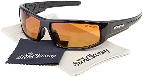 High Definition Driving Sports Clear Vision Gold Lens Sunglasses By Sunclassy - Impact Resistance Lenses FDA Approved 100% Block Of UVA, UVB &amp; UVC Rays Comfortable Durable (Black, Gold)