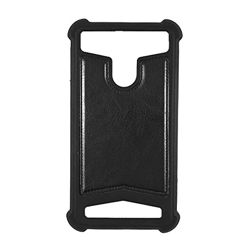 Generica - Funda Universal Silicona y Piel Negro para M  viles 5 3 a 5 5 Pulgadas