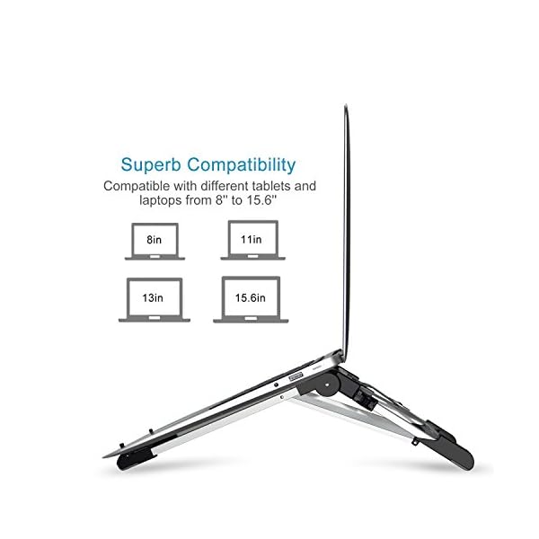 Laptop Stand, Foldable Laptop Desk Holder, Adjustable Tablet Stand, Foldable Portable PC Moniter Riser, Lightweight Laptop Cooling Stand Gaming Riser Compatible for Macbook, Lenovo, Notebook Computer - Image 3