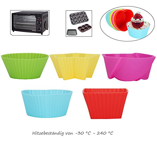 KYG 60er wiederverwendbare Muffinformen Backförmchen Cupcake Backformen aus hochwertigem Silikon 5 Formen mit 6 Farben - 4