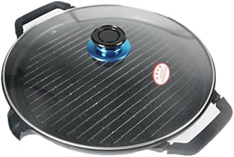 36CM Diameter Round Electric Baking Pan,1600 Watt Smoke-Free Non-Stick Grill Pan, Round Electric Teppanyaki Grill