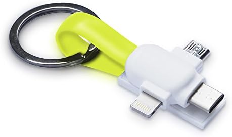 Moco Best 3 in 1 USB Cable / Micro / Lightning/ type C - keychain magnet holder - Short and pocket size - Great charger for Apple, Samsung, Android, And Almost every phone (Yellow)