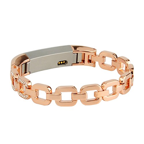 DigiHero Edelstahl-Ersatzarmband Band Armband für Fitbit Alta in Silber, Roségold (14 cm – 20,6 cm) - 3