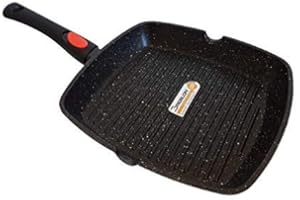 Cflagrant® Poêle à Griller Façon Pierre Manche Amovible Tous Feux Dont Induction sans PFOA Cuisson sans Matière Grasse Revêtement Greblon C3 de Technologie Allemande (28cm)