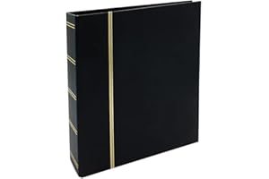 SAFE Album de Timbres 116 Cuir Noir – Classeur philatélique Vide – 4 Anneaux (80-80-80 mm) – Dorure sur Couverture & Dos – Format A4 (270×315×68 mm)