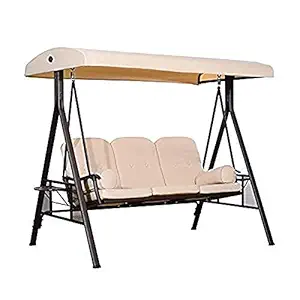 Unique Best Buy Swing Chair-Black & Beige with Adjustable Canopy Garden Swing