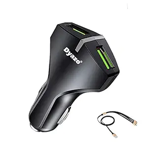 Dyazo QC 3.0 36 w Dual Port USB Car Charger compatable with Mobile Galaxy S8/Edge/Plus, Power IQ for iPhone Xs/XS Max/XR/X/8/7/6/Plus, iPad Pro/Air 2/Mini, LG, Nexus, HTC and More (with 3 in 1 Cable)