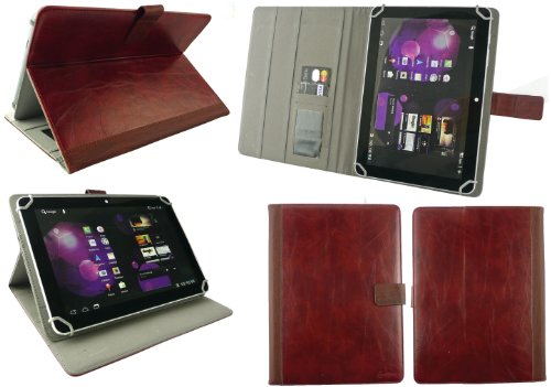 Emartbuy® Archos 101b Oxygen Tablet PC 10.1 Zoll Universalbereich Maroon Distressed PU Leder Multi Angle Exekutiv Folio Mappen Kasten Abdeckung mit Kartensteckplätze + Schwarz Eingabestift - 2