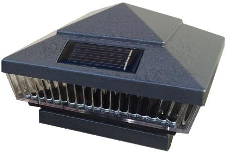 10-Pack Solar HAMMERED GREY Finish Post Deck Fence Cap Lights for 4 X 4 PVC/Vinyl Post With White LEDs and Vertical-lined Clear Lens -GREEN NATURAL SOLAR by Atlantic Solars