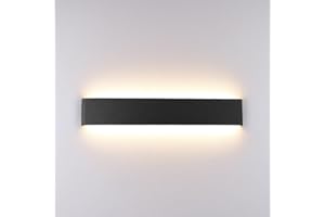 Klighten Aplique de Pared Interior 51cm, 16W Lampara de Pared LED Moderna, Luces de Pared de Aluminio para Salas de Estar, Dormitorios, Pasillos, IP20, Blanco CáLido 3000K, Negro