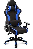 IntimaTe WM Heart Silla Gaming, Oficina Silla Computadora,Ergonómica Silla Giratoria, Silla Reclinable con Alto Respaldo,PC Silla (Negro & Azul)