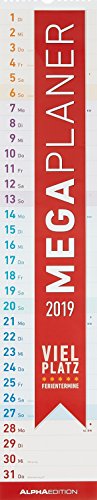 Megaplaner 2019 - Streifenkalender (14,5 x 70) - Streifenplaner 2019 - Wandplaner