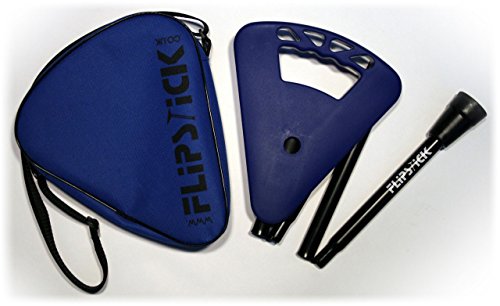 FLIPSTICK Folding Walking Stick, Navy Blue, Short, Adjustable Height, Light Metal, Special Folding Seat/Handle, with Rubber Bumper and Practical Nylon Bag by Flipstick