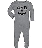 Shirtgeil Baby Halloween Brillen Kürbis Gesicht Baby Strampler Strampelanzug 3-6 Monate (62/68) Grau