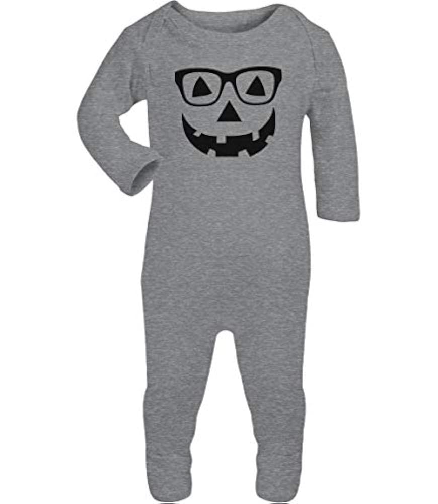 Shirtgeil Baby Halloween Brillen Kürbis Gesicht Baby Strampler Strampelanzug 3-6 Monate (62/68) Grau