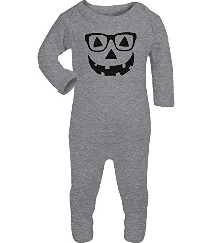 Shirtgeil Baby Halloween Brillen Kürbis Gesicht Baby Strampler Strampelanzug 3-6 Monate (62/68) Grau