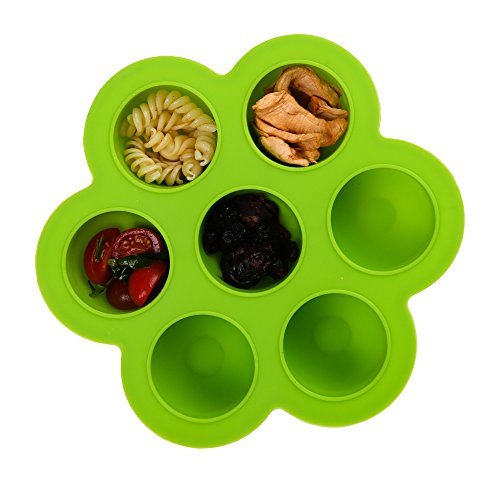 Schadstofffreier Gefrierbehälter aus Silikon mit Deckel zum Einfrieren und Aufbewahren von Babynahrung/Babykost | BPA-frei & FDA zugelassen | Plus kostenlose Rezepte | 7 x 60ml | 100%-Geld-Zurück-Garantie | Grün | nanafera - 2