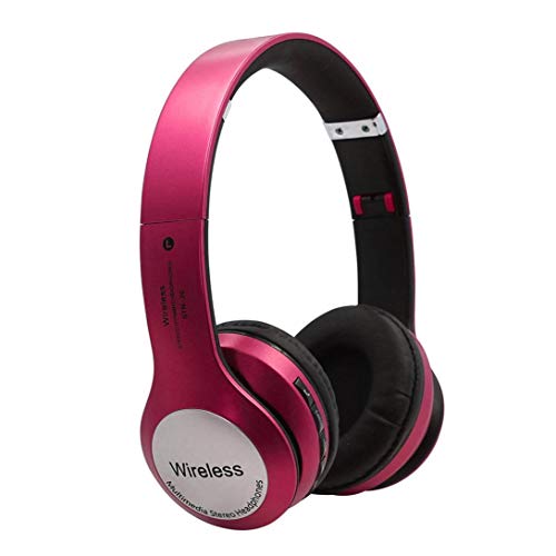 Preisvergleich Produktbild samLIKE Kabellos Kopfhörer, Tragbarer und Faltbarer Metallisches Surround Sound Headset Noise Reduction Headphone mit Mikrofon Speaker für iPhone, Android Smartphones PC und MP3 Players usw ( Rosa)