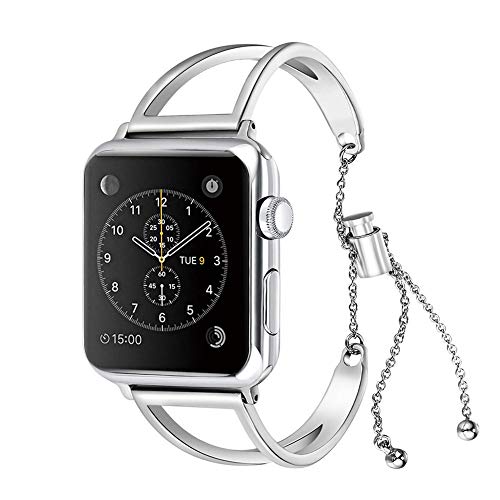 Preisvergleich Produktbild Gurt Uhrenarmband Uhr Armband mit Anhänger Metallbügel Ausschnitt Ketten Bügel Bügel aus Edelstahl für Apple 1 2 3
