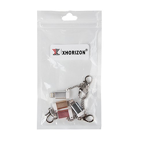 Micro USB zum Blitzadapter, xhorizon TM [4 Stück] Micro USB to 8 Pin Lightning Adapter Converter mit Schlüsselbund für iPhone 5 6 6s plus 7 7plus iPad iPod und andere Geräte des iOS - 6