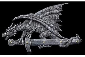 FIGUREN SHOP GMBH Schlüsselbrett - Drachen Figur auf Schwert | Gothic Deko Schlüsselboard