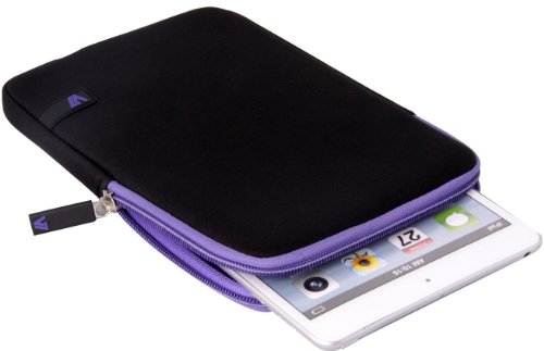 V7 TDM23BLK-PL-2E Ultra Protective Neopren Schutzhülle für Tablet-PCs bis 8 Zoll und iPad mini – schwarz-lila - 5