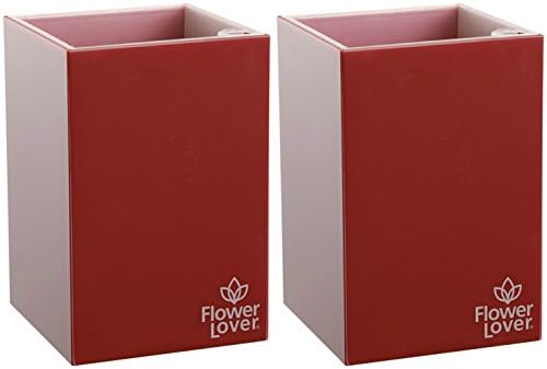 Flower lover 2-PACK Cubico Indoor Or Outdoor Flower Planter Irrigated Self Watering (9x9x13cm) - ELEGANT RED
