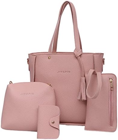 Women Bags HARRYSTOREClearance! HARRYSTORE Womens 4pcs Handbag+Cross Body Bag+Messenger Bag+Card Package Large Leather Shoulder Bags Vintage Retro Elegant Holiday Purse Wallet