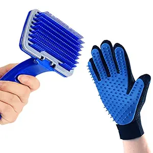 Slicker Brush Pet Grooming Glove for Dogs and Cats Shedding Small Medium Large Breeds Pet Hair Remover Glove-Massage Five Finger for Dog, Cat with Long &Short Fur, Combo Pack 2
