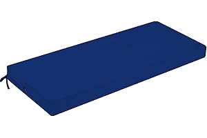 PRIMEPATIO Coussin de banc d'extérieur en mousse confortable, imperméable, pour balancelle hollywoodienne avec rubans, rembourrage épais, pour meubles de jardin, 100 x 40 cm, bleu
