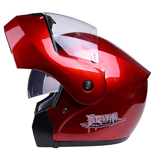 Preisvergleich Produktbild IIRDIAN Herren Vollgesichtshelm bedeckt Motorradhelm Vier Jahreszeiten allgemeiner Motorrad enthüllt Helm Winter Persönlichkeit Hard Hat (Farbe : Red, größe : XL)