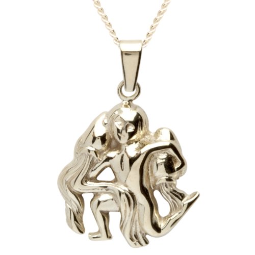 InCollections Damen-Anhänger 333/000 Gold inklusive Panzerkette Tierkreiszeichen 42 cm Wassermann