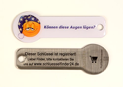 Einkaufswagenchip "Können diese Augen lügen" Edelstahl mit Schlüsselschutz