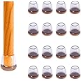Clear Silicone Chair Leg Floor Protectors with Felt, Chair Leg Caps, Silicon Furniture Leg Feet Protection Cover Protect Hardwood Floor Black Brown Clear 8 Pcs (Round, Clear Fit 0.5-0.8" - 8Pack)