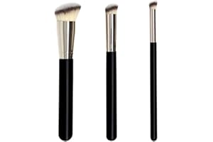 UCUNJIA 3PCS Pennello da Trucco Pennell Fondotinta Pennello Correttore con Morbida Fibra Sintetica per Correttore Fondotinta Liquido Cremoso