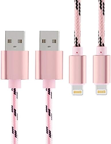 Sicneka 2Pack 6.6 Feet Nylon Braided USB Cable with Lightning Connector for iPhone 6 / 6 Plus, iPad Air 2 (Rose Gold)