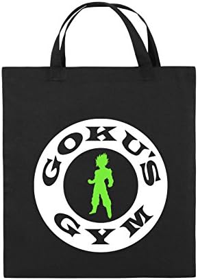 Comedy Bags - SON GOKU'S GYM - jute bag - short handles - 38x42cm - Colour: black / white-neon green