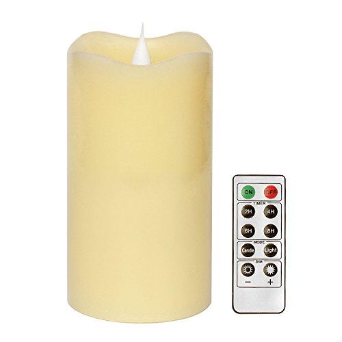 LED Kerzen flammenlose Kerzen mit Romote Control und Timer, simplux fließfähig 3D Fireless Flamme, echtes Wachs, batteriebetrieben, elfenbeinfarben, 7,6 x 12,7 cm (3x5 Zoll), für Hochzeit Party Dekorationen