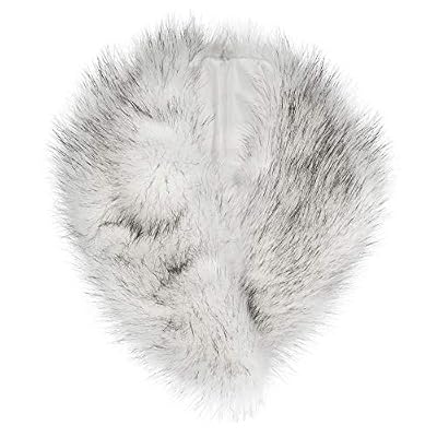 Futrzane Echarpe Fausse Fourrure de Renard Dames Châle Col en Fourrure d'hiver (Blanc et Noir)