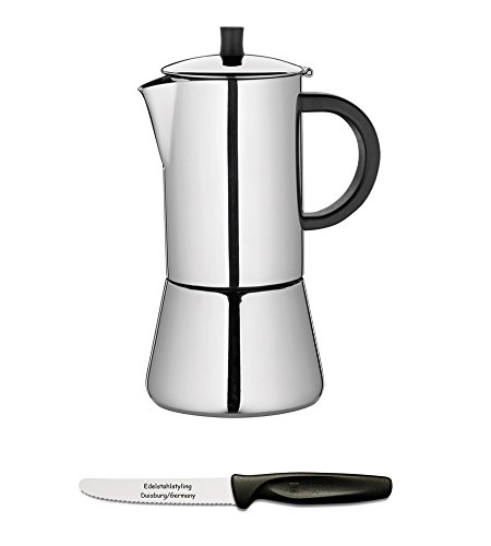 spécification Cilio 342222 Figaro Cafetière 10 Tasses poli + Acier inoxydable Styling Couteau universel en kit