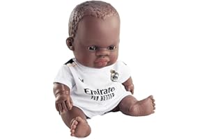 Miniland Poupée Real Madrid 21 cm avec équipement Officiel Blanc, Figurine de Football articulée et à Collectionner, Licence Officielle Africaine