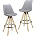 Produktbild FineBuy 2er Set Barhocker Retro Design Stoff Holz mit Rücken-Lehne in hell-grau | Design Barstuhl Retro Skandinavisch 2 Stück | Tresenhocker Sitzhöhe 72 cm