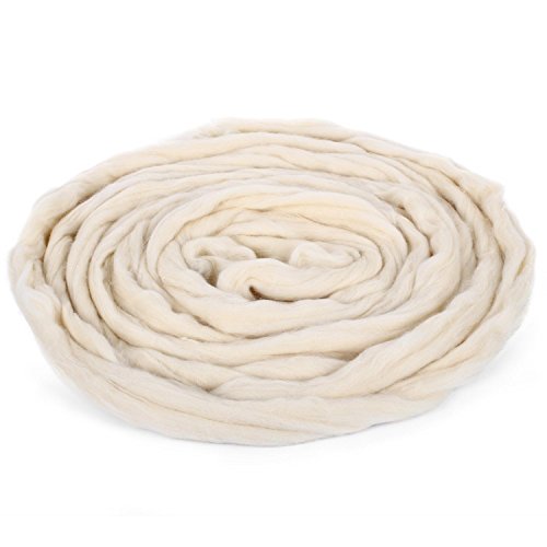 SOLEDI Filzwolle Märchenwolle Naturmaterial geeignet für Nassfilzen und Trockenfilzen 100g Milchweiß - 4