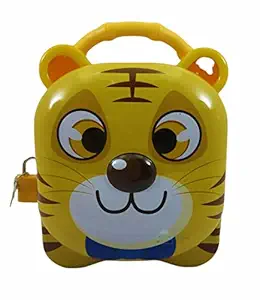 FunBlast Tiger Coin Box for Kids with Lock and Key ? Cartoon Toy Money Bank for Kids Piggy Saving Box for Girls, Boys, Birthday Return Gift for Children (Yellow)