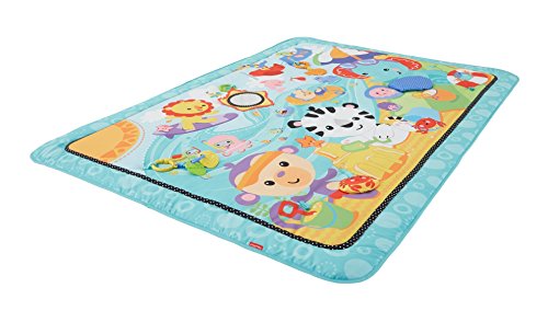 Fisher-Price CBJ65 Große Spiel- und Krabbeldecke mit Tiermotiven und Babyspielzeug, 1 x 1.50 m, blau - 2
