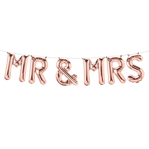 Simplydeko Folienballon Set MR & MRS - Premium Buchstaben-Folienluftballons | Ballons (Rose Gold, 34cm)